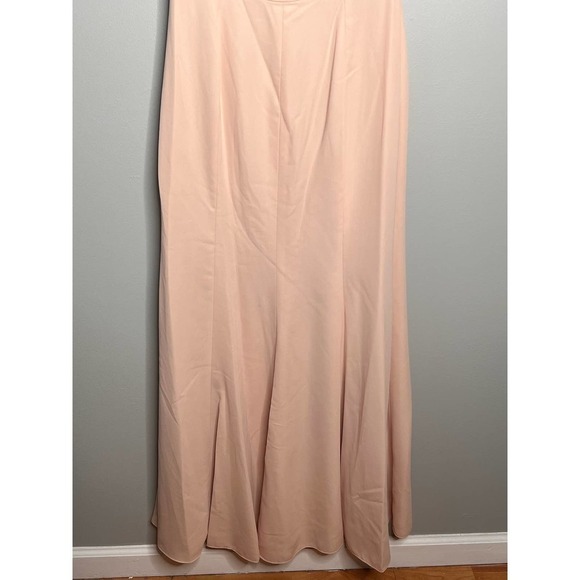 NWT After Six One Shoulder With Strap Cowl-Neck Crepe Maxi Dress Cameo Size 12 - Picture 10 of 12